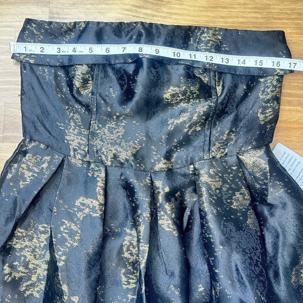 Socialite Metallic Jacquard Strapless Midi Gown Black Gold M - Picture 5 of 11
